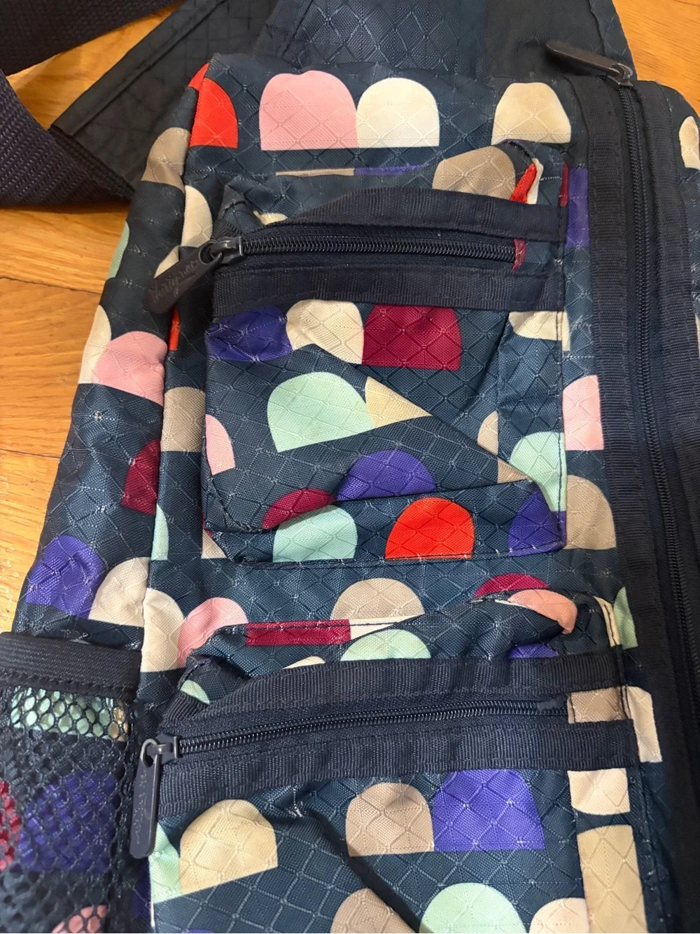 Navy Multi-Color Print Crossbody Sling Bag
